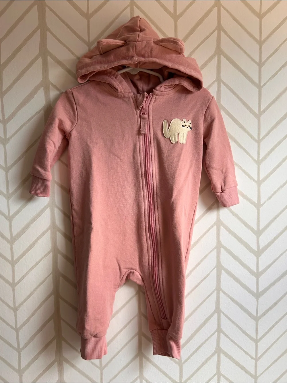 *Hanna Andersson* Pink Hooded Cat One-Piece